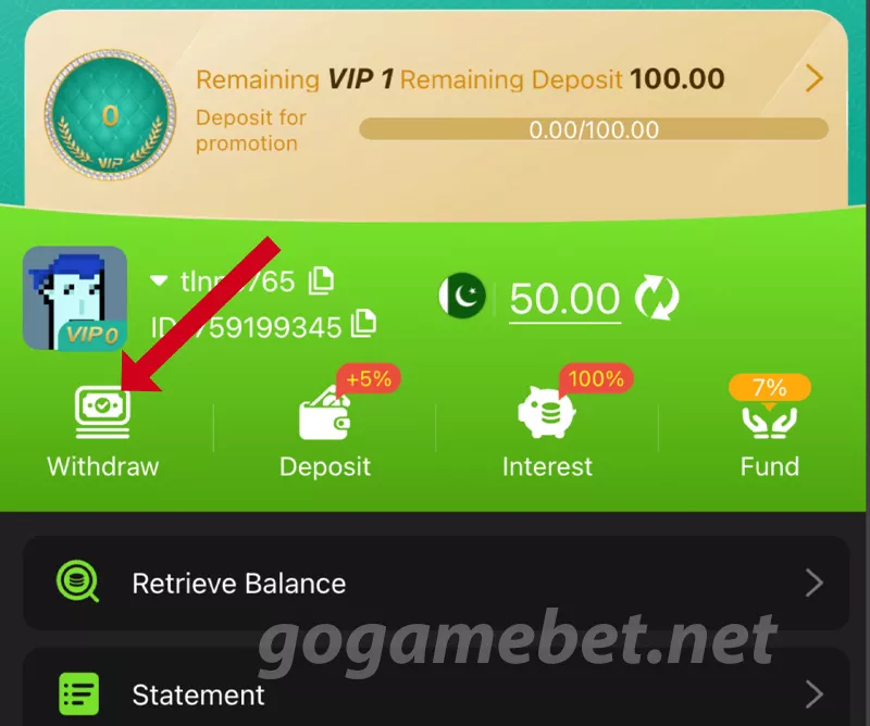 GoGame Bet Withdrawal