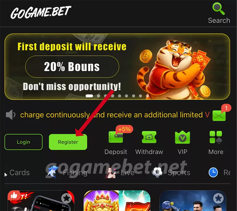Register on GoGame Bet